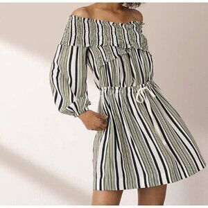 Lou And Grey Off The Shoulder Smocked Top Long Sleeve Short Dress XS